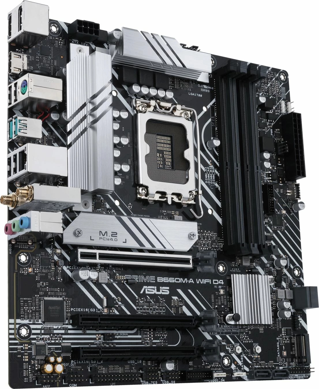 Pllakë amë Asus PRIME B660M-A WIFI D4, mATX, LGA1700, DDR4, Wi‑Fi, bardhë/zi