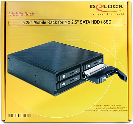 Rack mobil DeLOCK 47220, 5.25", 4x 2.5" SATA HDD/SSD, hot-swap, 6 Gbit/s, ventilator, i zi