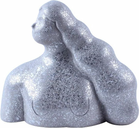Figurë dekorative abstrakte, argjend, 20x10x19cm