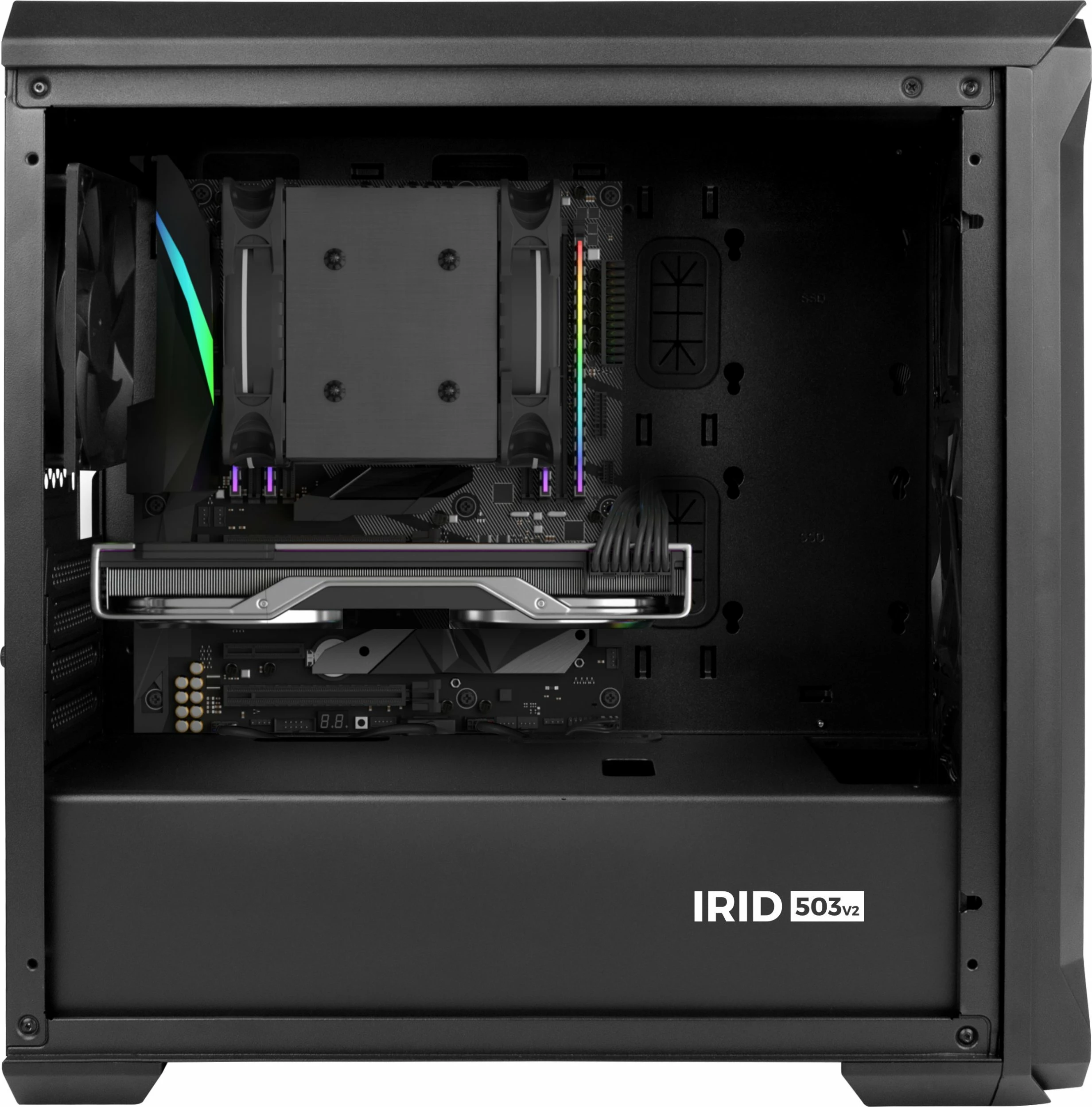 Kasë GENESIS Irid 503 V2 NPC-1558 Mini Tower, Micro-ATX/Mini-ITX, tempered glass, USB 3.0, e zezë