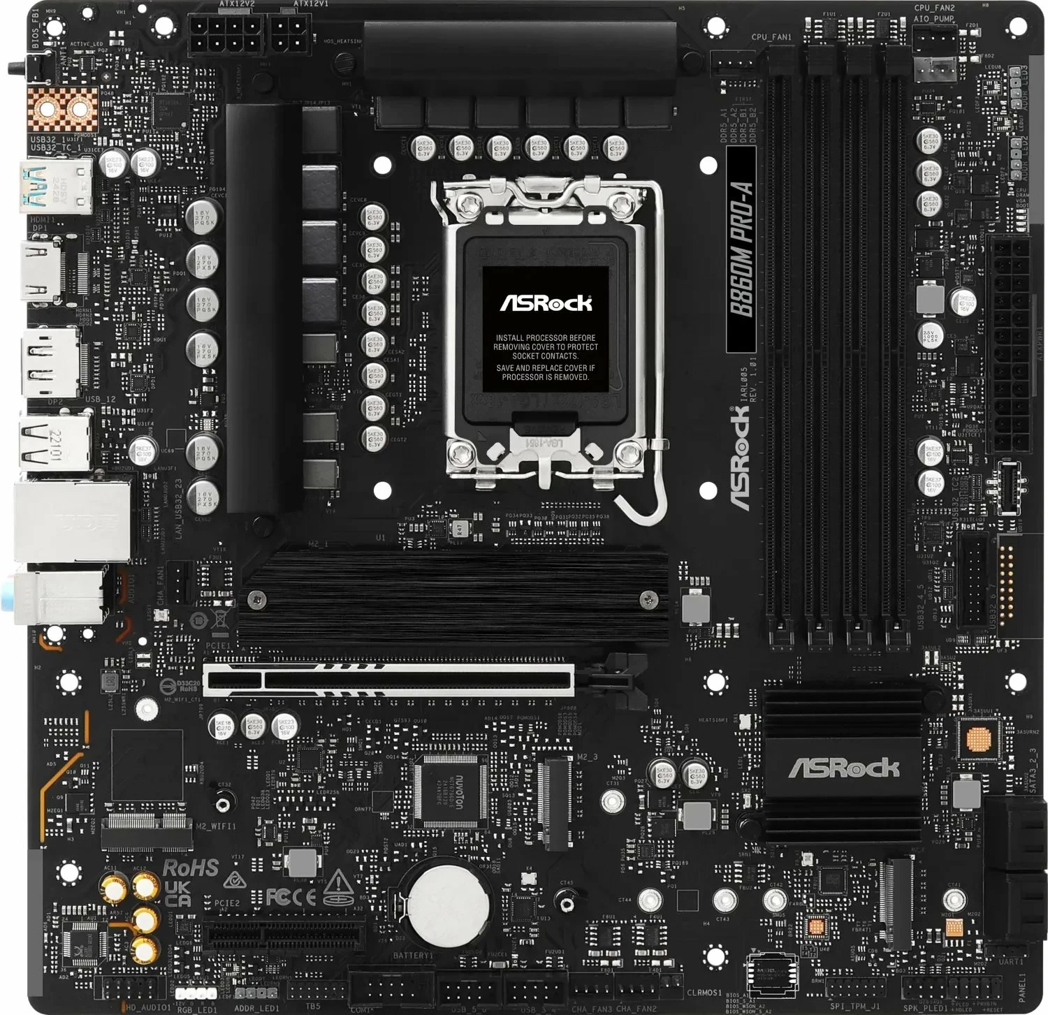 Pllakë amë ASRock B860M Pro-A Micro ATX, DDR5, 256GB, 2.5Gb LAN, USB-C 20Gbps, 2x SATA kabllo