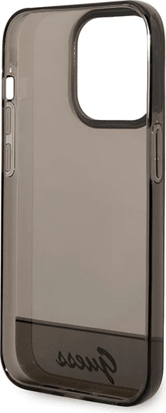 Mbështjellës Guess GUHCP14XHGCOK për iPhone 14 Pro Max, silikon, transparent i errët