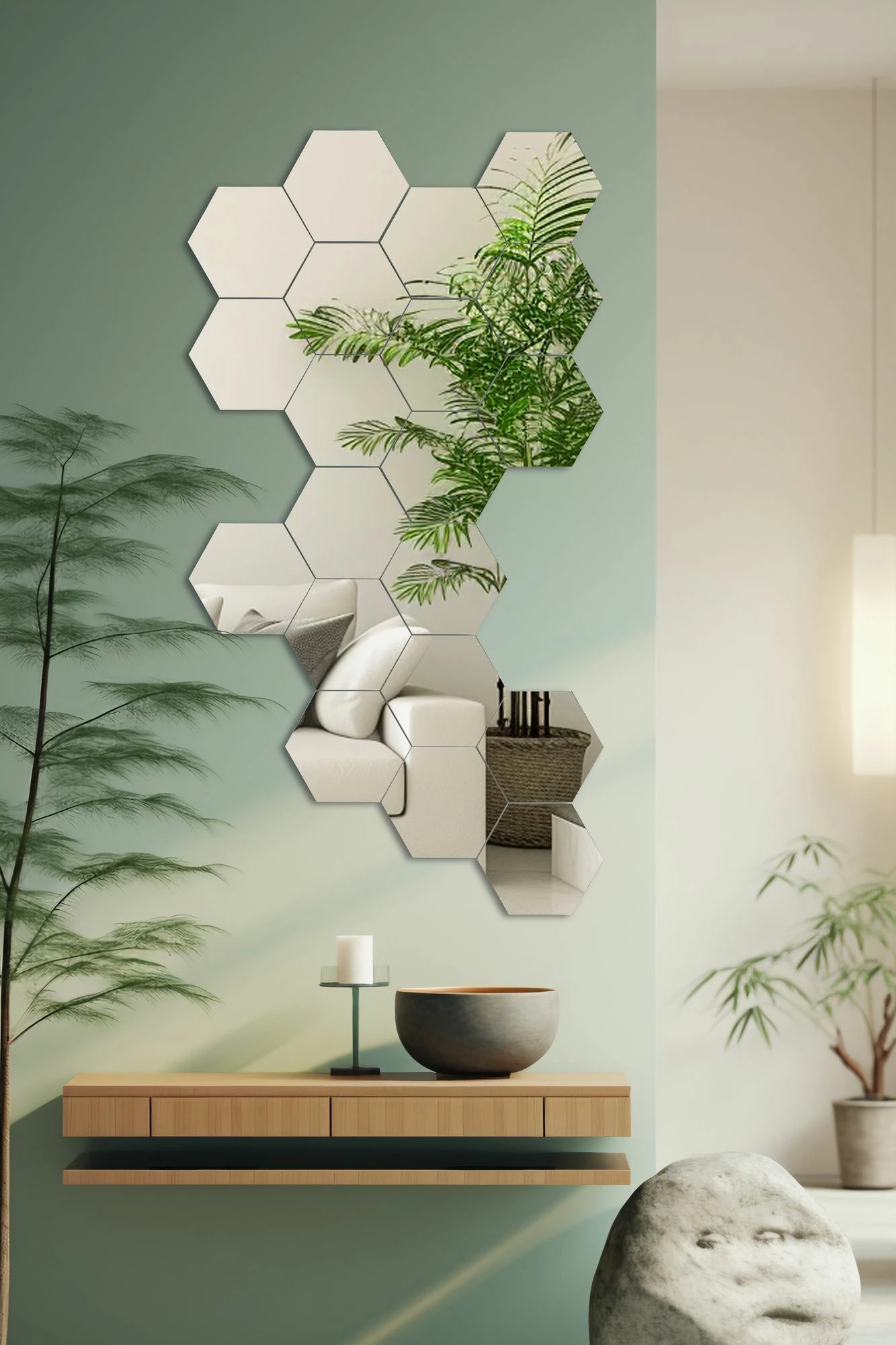 Set pasqyrash gjashtëkëndore, argjend, Skye Decor, 20 copë