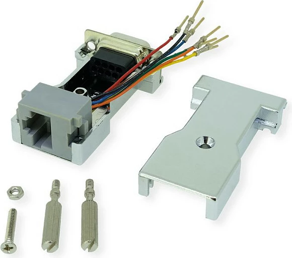Adapter ROLINE 12.03.7524, DB9 mashkull në RJ-45 femër, argjend