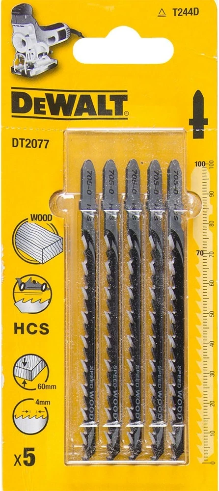 Teh sharrë figure Dewalt DT2077/T244D 100mm HCS për dru dhe ivericë, set 5 copë