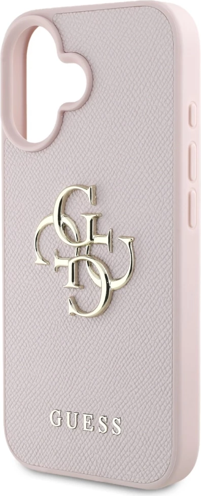 Mbështjellës Guess Grained Big 4G Logo Small Classic Logo për iPhone 16, Rozë