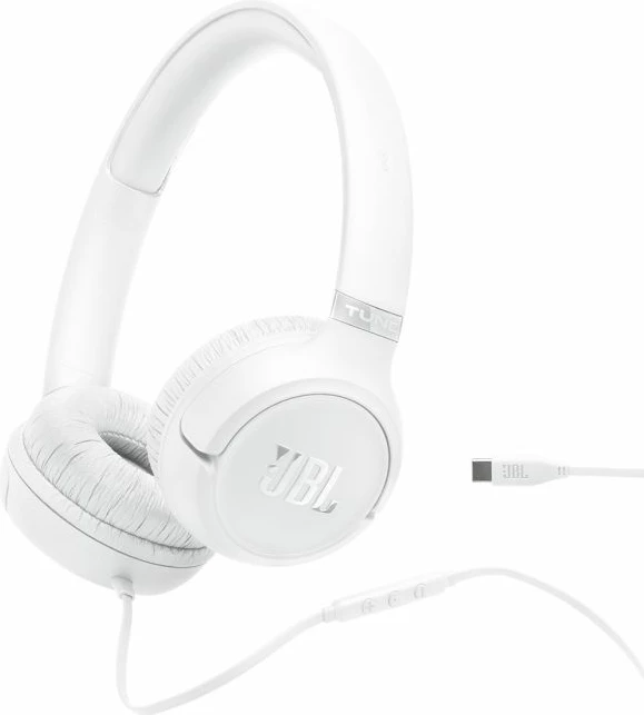 Kufje JBL Tune 530C, USB-C me kabllo, Hi-Res Audio, mikrofon, të palosshme, të bardha