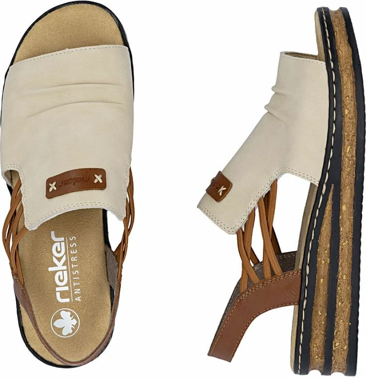 Sandale platforme femra Rieker 62962-60, bezhë