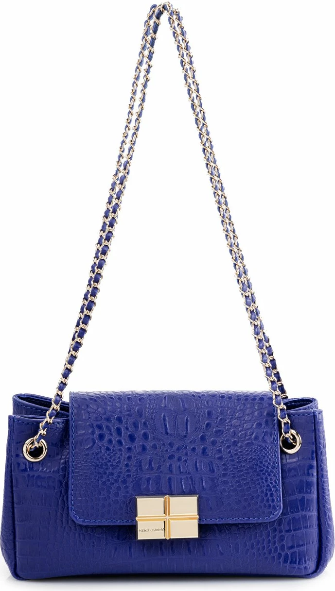 Çantë shpatull për femra, ngjyrë sax blue, teksturë krokodili, Vince Camuto Siena