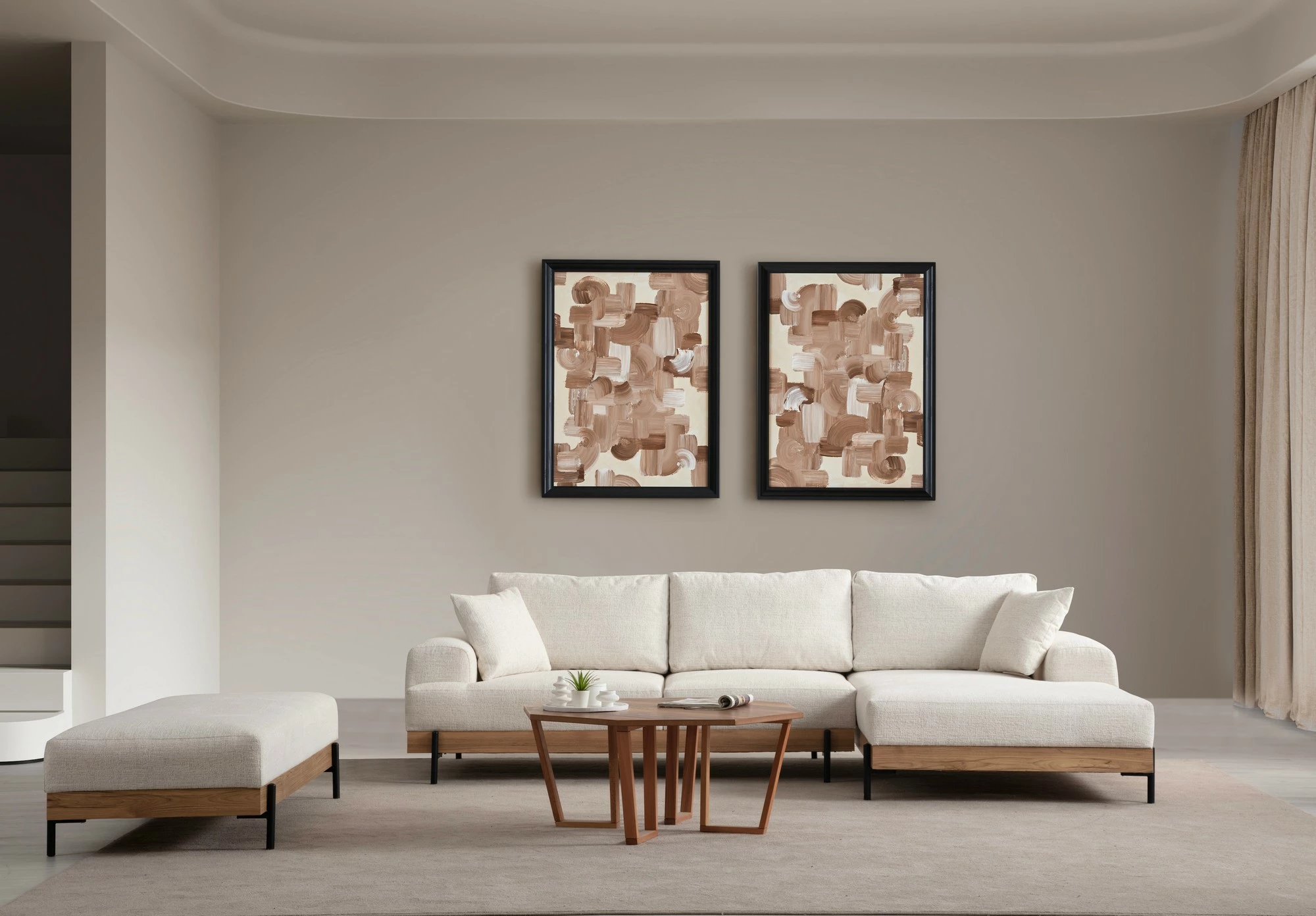 Këndare Atelier del Sofa, Eti Oak, e bardhë, kënd i djathtë