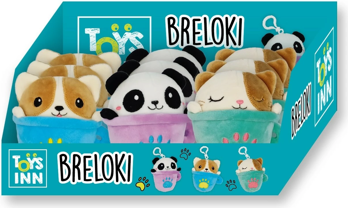 Set brelokë plushi Stnux Animal Mug, 9 copë, shumëngjyrësh