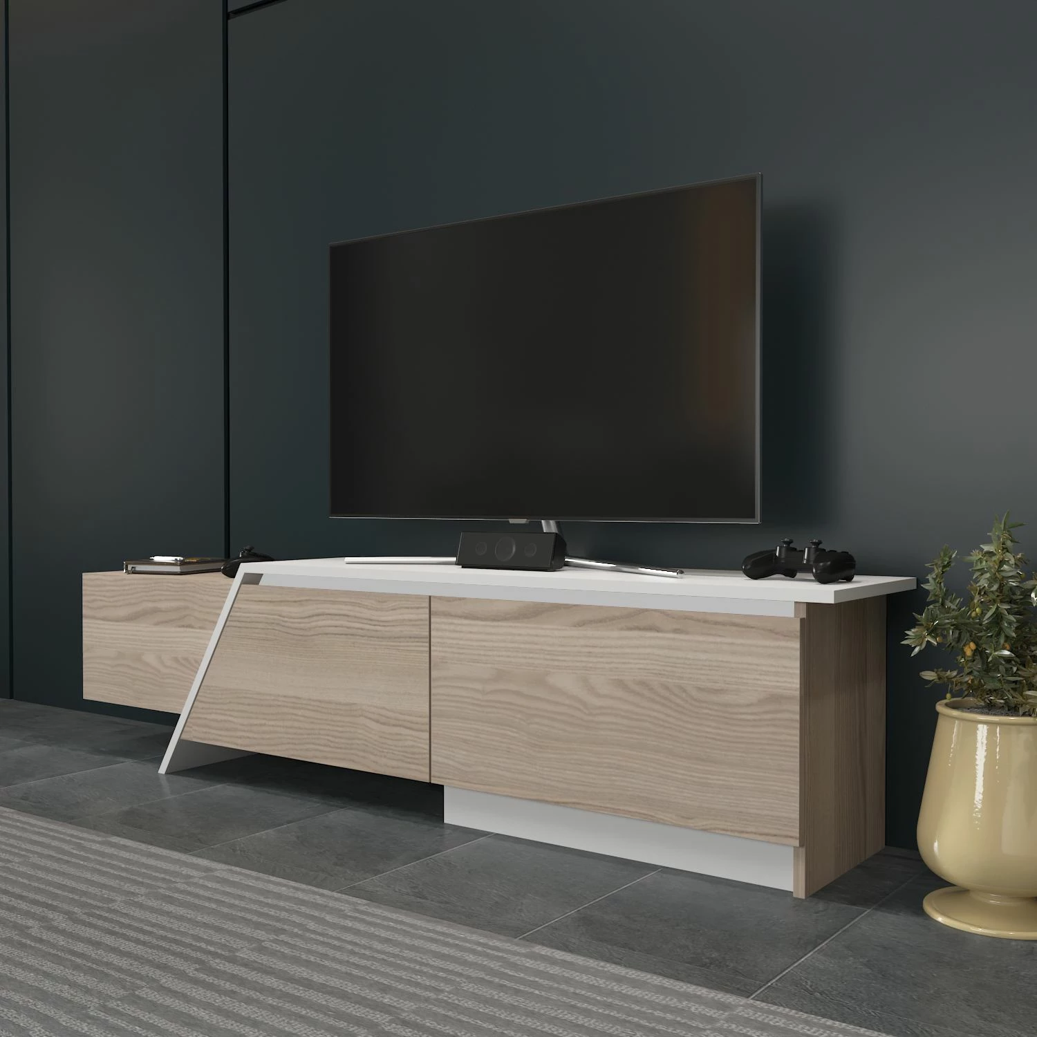 Komodë për TV, Skye Decor, Cordoba, e bardhë