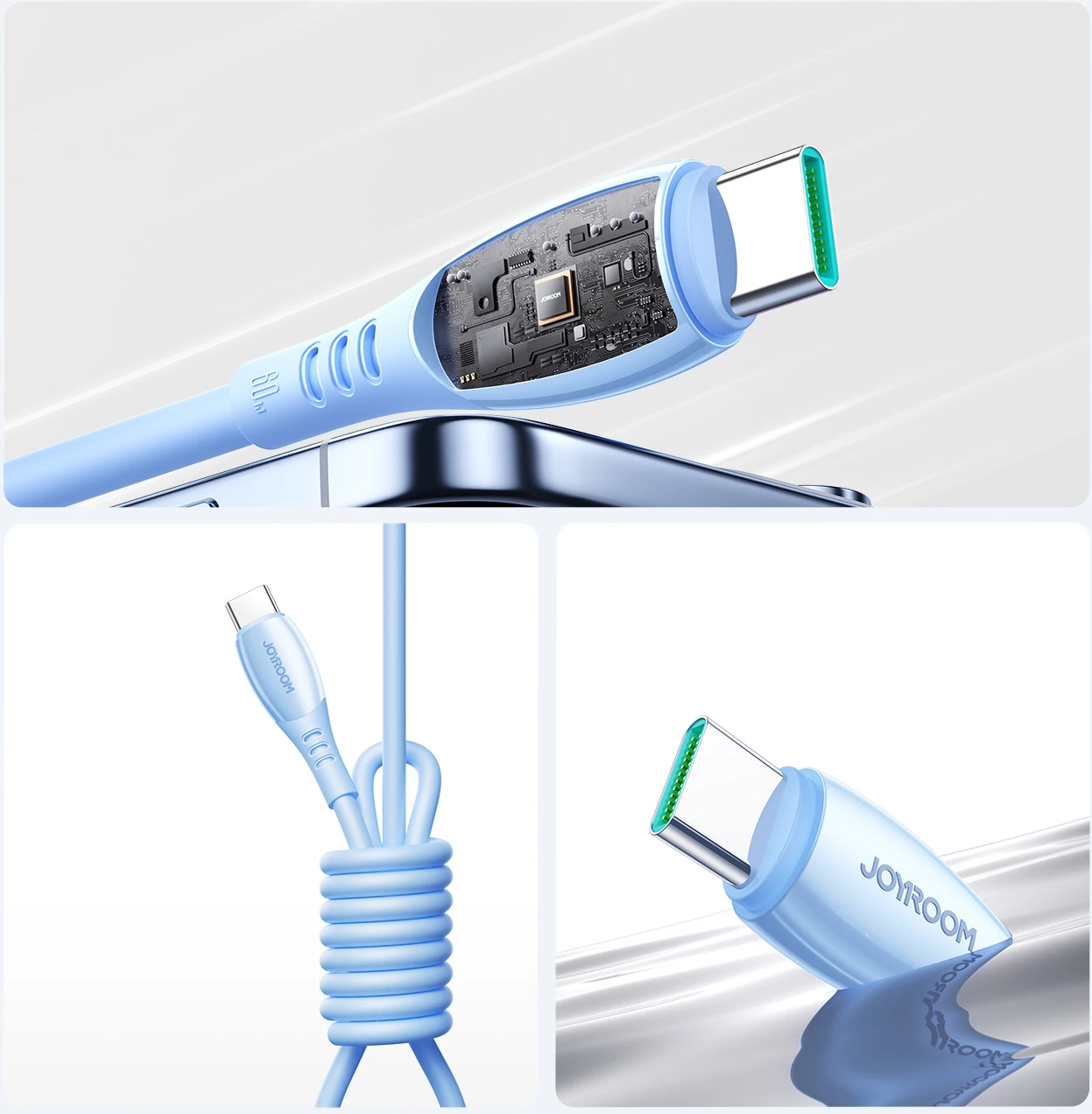 Kabllo USB-C në USB-C Joyroom S-A59 Vibrant Series 60W 1.2 m, blu