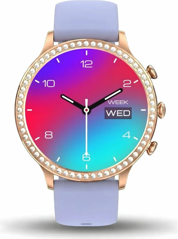 Smartwatch Gravity GT5-7, rozë gold, rrip silikoni dhe byzylyk
