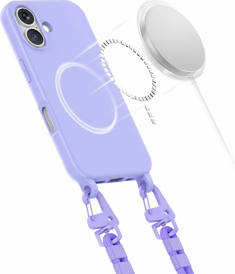 Mbështjellës Tech-Protect Magnecklace për iPhone 16, MagSafe, Vjollcë me litar