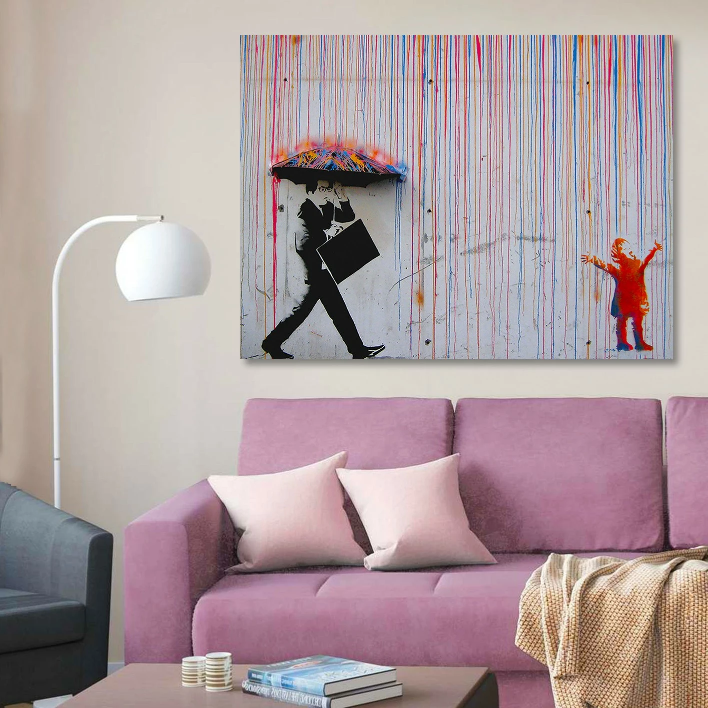 Pikturë dekorative në kanavacë, Banksy, shumëngjyrëshe, 70x100cm, Wallity KNV4573_70100