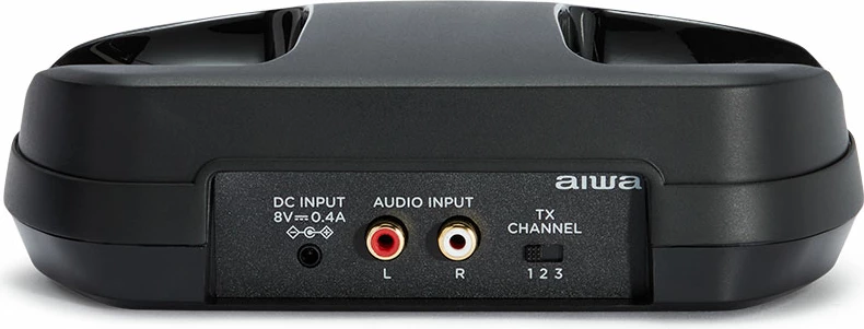 Kufje pa kabllo RF Aiwa WHF-880, me stacion karikimi dhe transmitter, rreze 100 m, të zeza