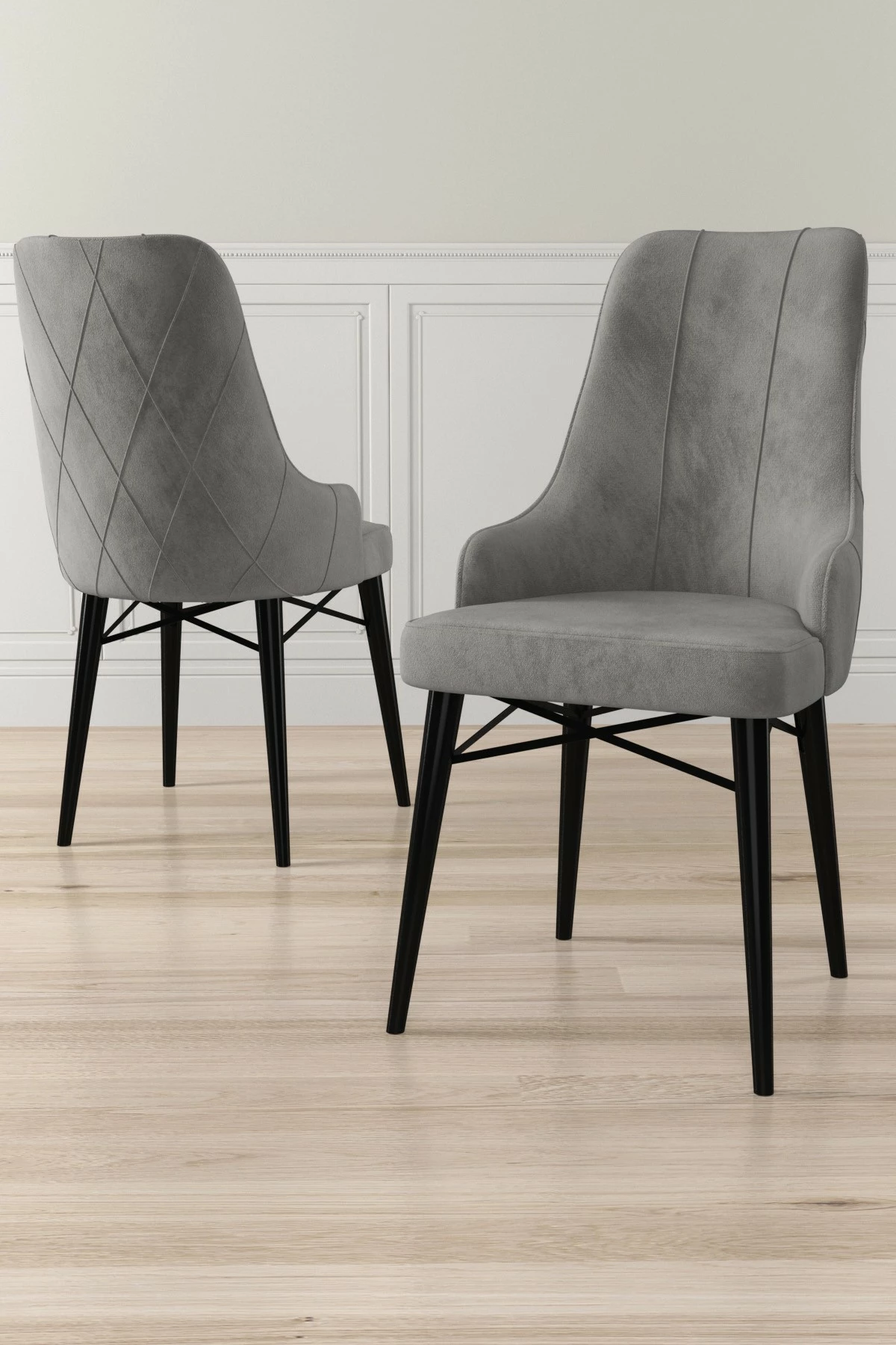 Set karrigesh (6 copë) Hanah Home, Neta, gri, e zezë