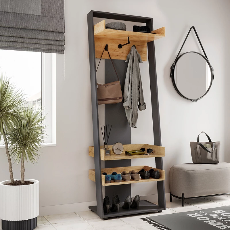 Mobilje hyrëse Sciove, ngjyrë antracit-natyrale, 70x40x200cm