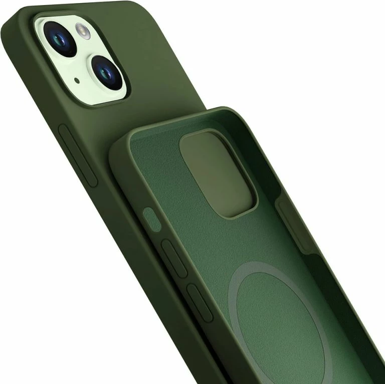Kapak telefoni 3mk Hardy Silicone MagCase për iPhone 15 Plus, i gjelbër