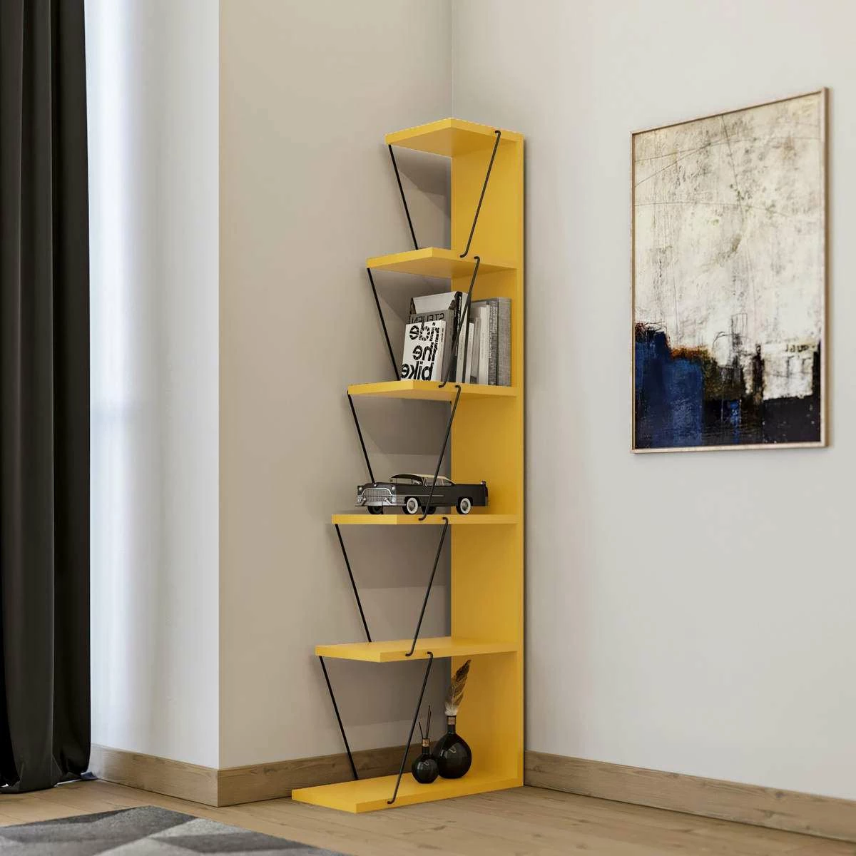 Raft librash Hanah Home, Tlos, ngjyrë e verdhë