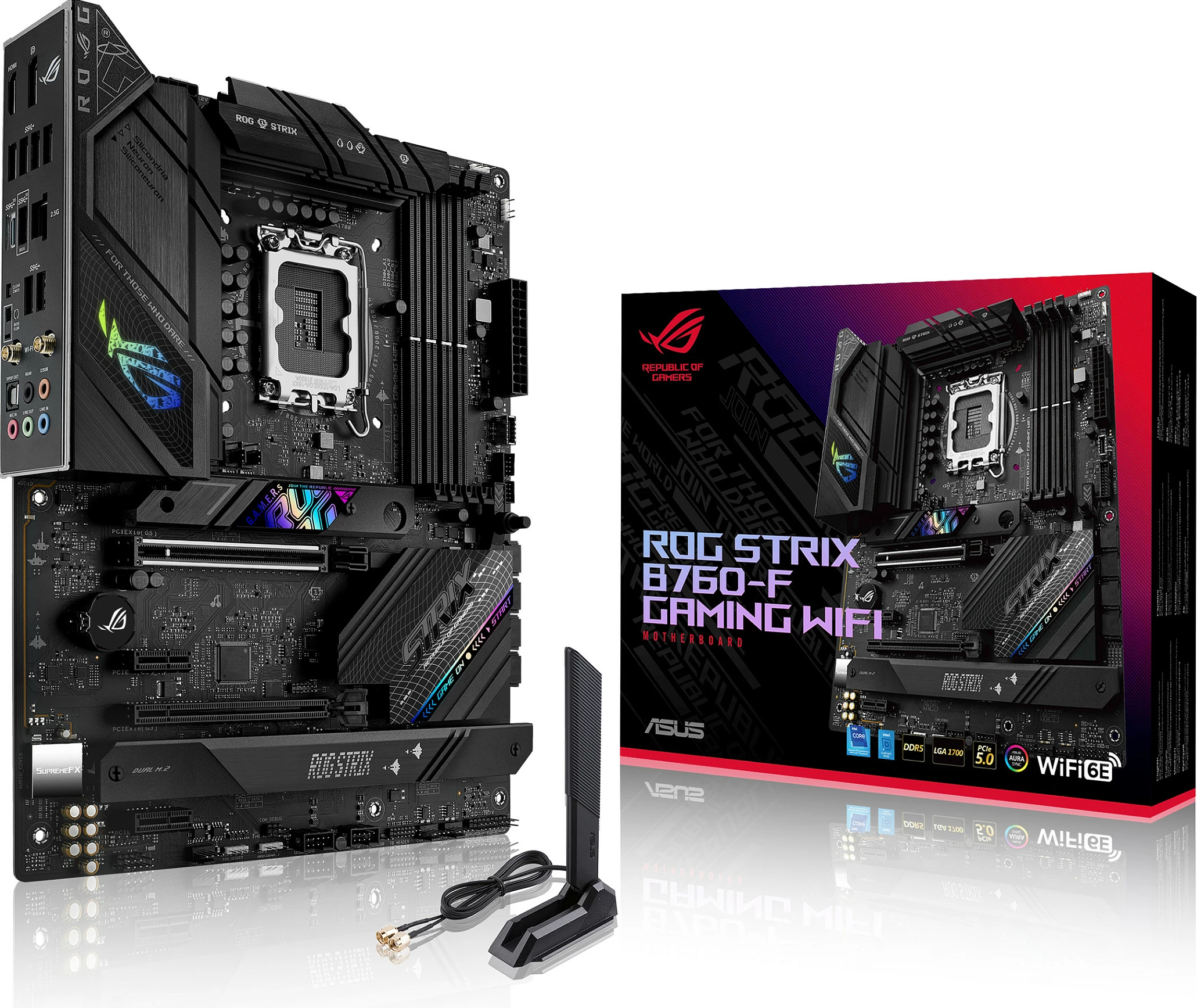 Pllakë amë ASUS ROG STRIX B760-F GAMING WIFI, Intel, LGA 1700, DDR5, e zezë