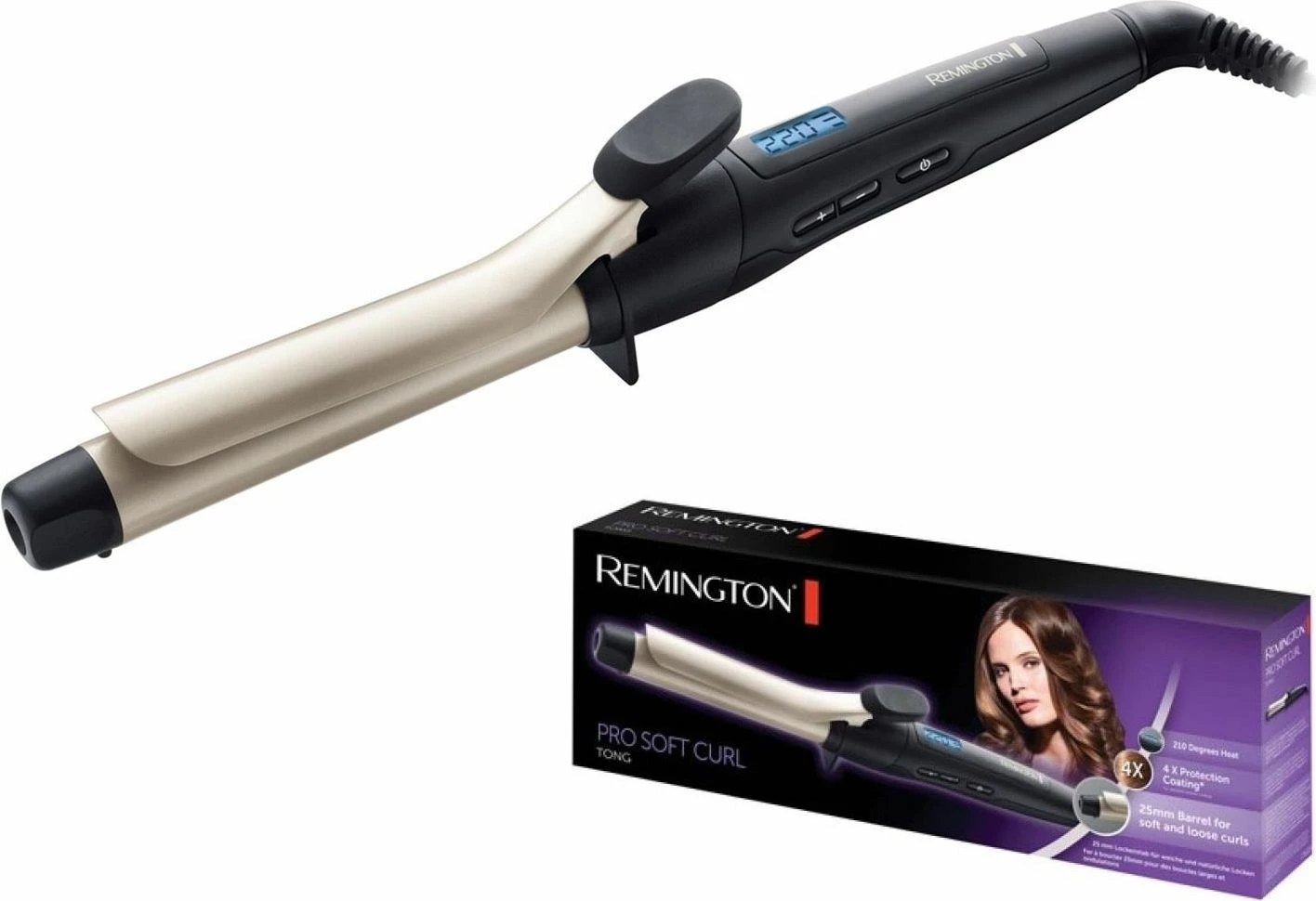 Hekur për kaçurrela Remington Pro Soft Curl CI6325 25 mm 220°C, e zezë/ari