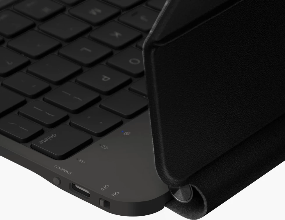 Mbështjellës magnetik me tastierë UNIQ Venno Pro për iPad Air 13" (2024/2025) / iPad Pro 13" (2024), Bluetooth, me trackpad, i zi, set me kabllo USB-C