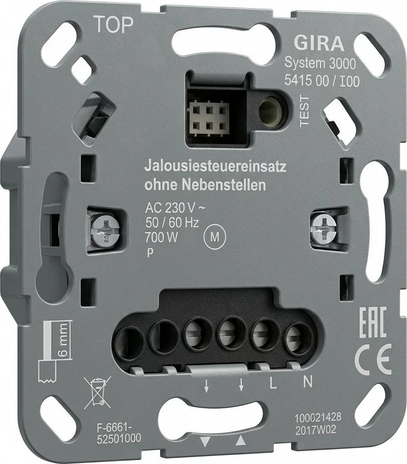 Kontrollues jaluzinash/roletash GIRA System 3000 541500, 230V, 700W
