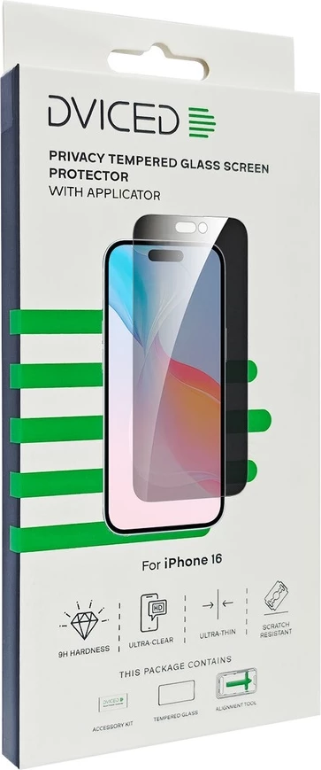 Dviced privacy tempered glass screen protector for iPhone 16
