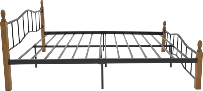 Krevat queen size Faryn, ngjyrë arre-dru-metal i zi, 150x190cm