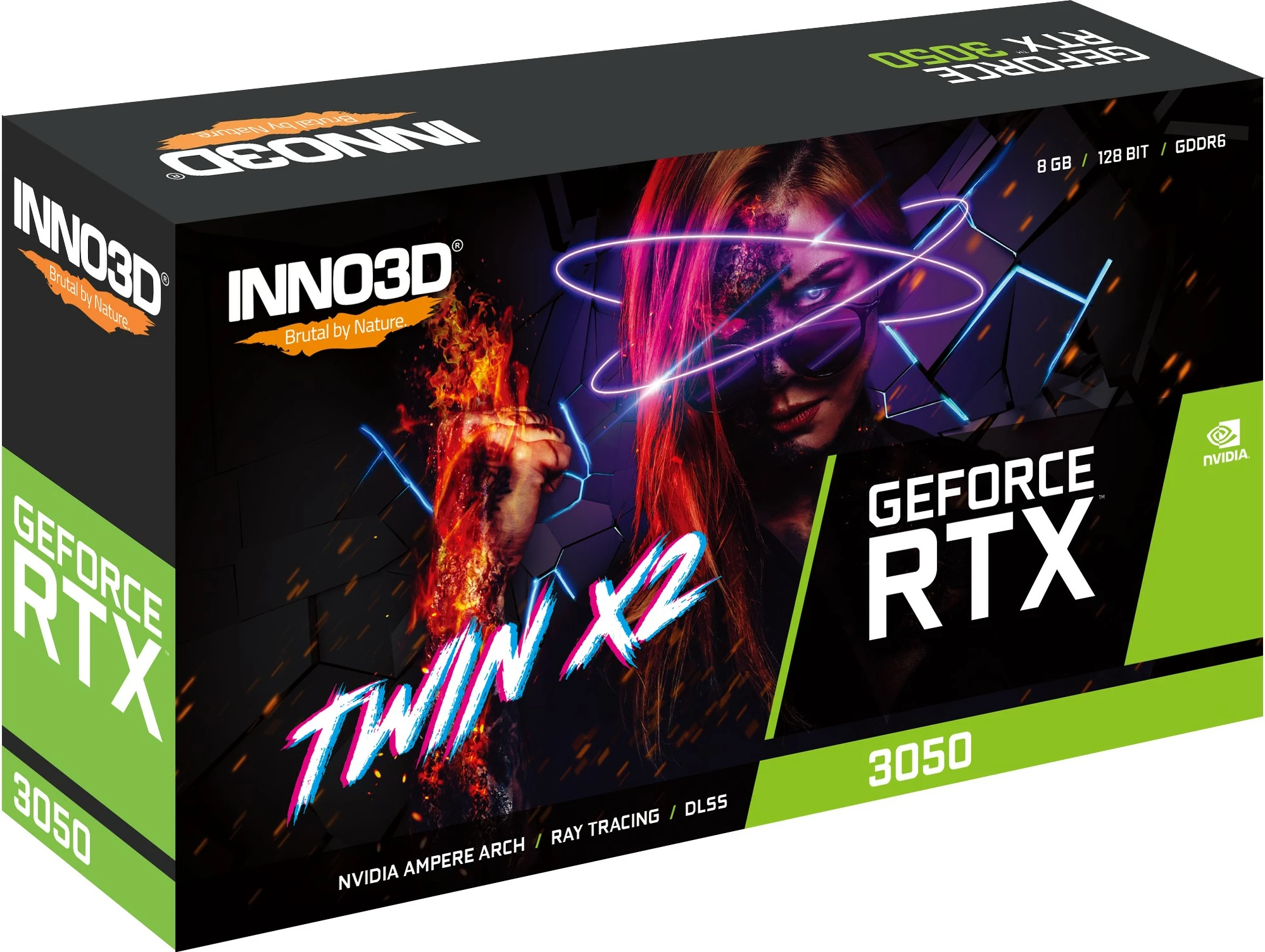 Kartelë grafike Inno3D GeForce RTX 3050 Twin X2, 8 GB, GDDR6, 128 bit, e bardhë