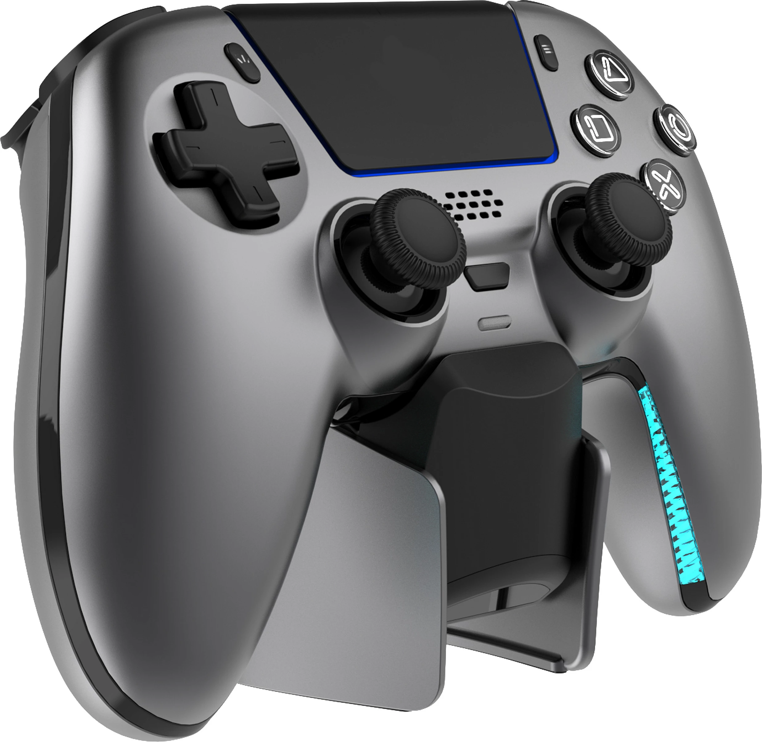 Kontroller Deltaco Gaming për PS5 me stacion karikimi, Wireless/Bluetooth/USB, 1000 mAh, Steel Gray
