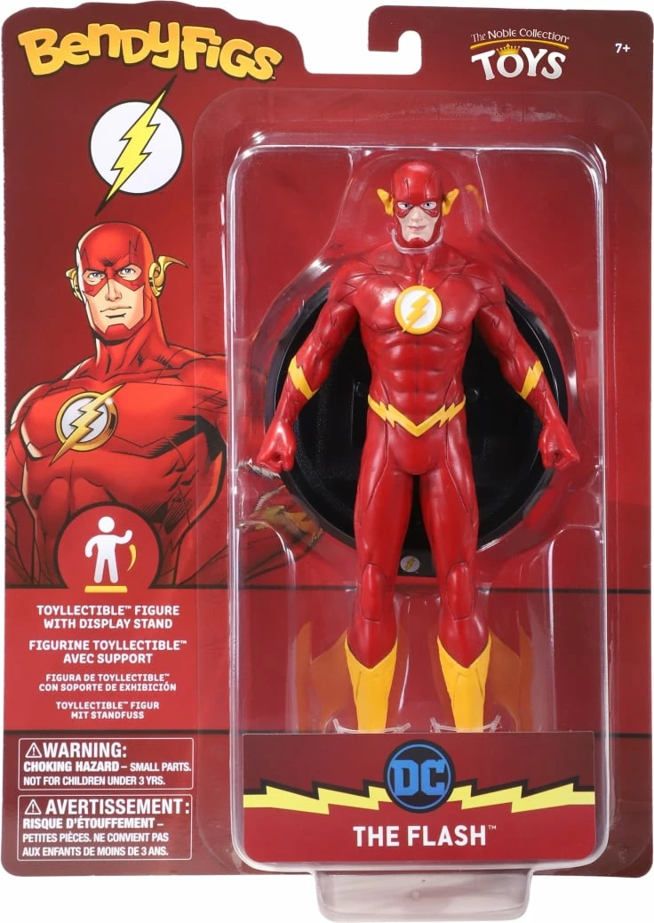 Figurinë e përkulshme NOBLE COLLECTION Bendyfig DC The Flash 19 cm, kuqe/verdhe, me bazë