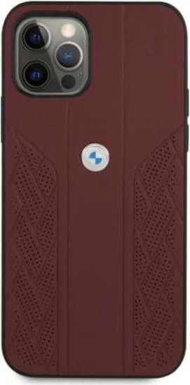 Mbështjellës BMW BMHCP12LRSPPR për iPhone 12 Pro Max, Curve Perforate, lëkurë, e kuqe