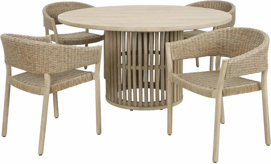 Tavolinë Sumatra, dru akacie, natyrale, 150x150x76cm