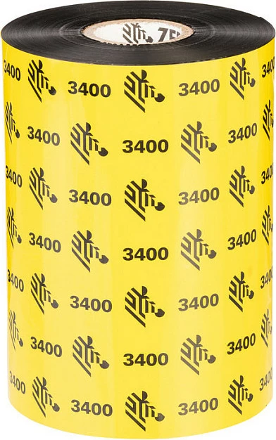Ribon printeri Zebra 3400, wax/rezinë, 102mm x 450m, i zi