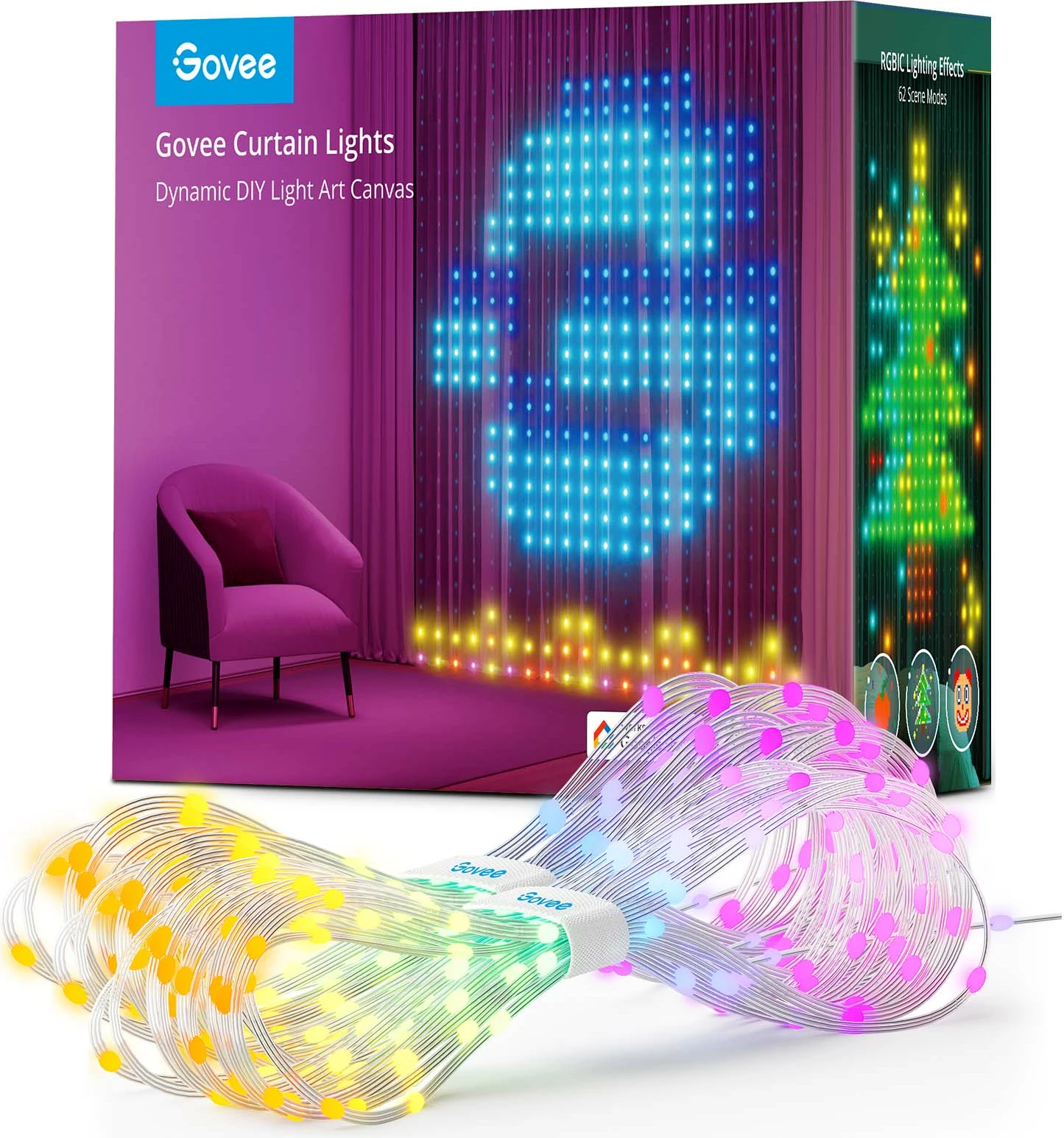 Drita perde LED Govee Curtain Lights 2m x 1.5m, RGB, kontroll me aplikacion