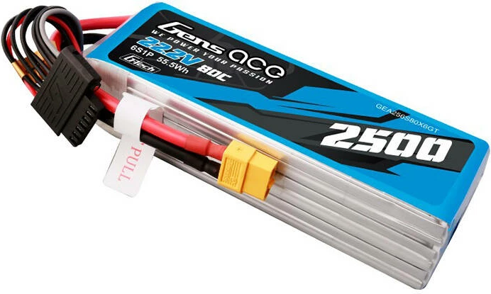 Bateri LiPo Gens ace G-Tech 2500mAh 22.2V 80C me XT60