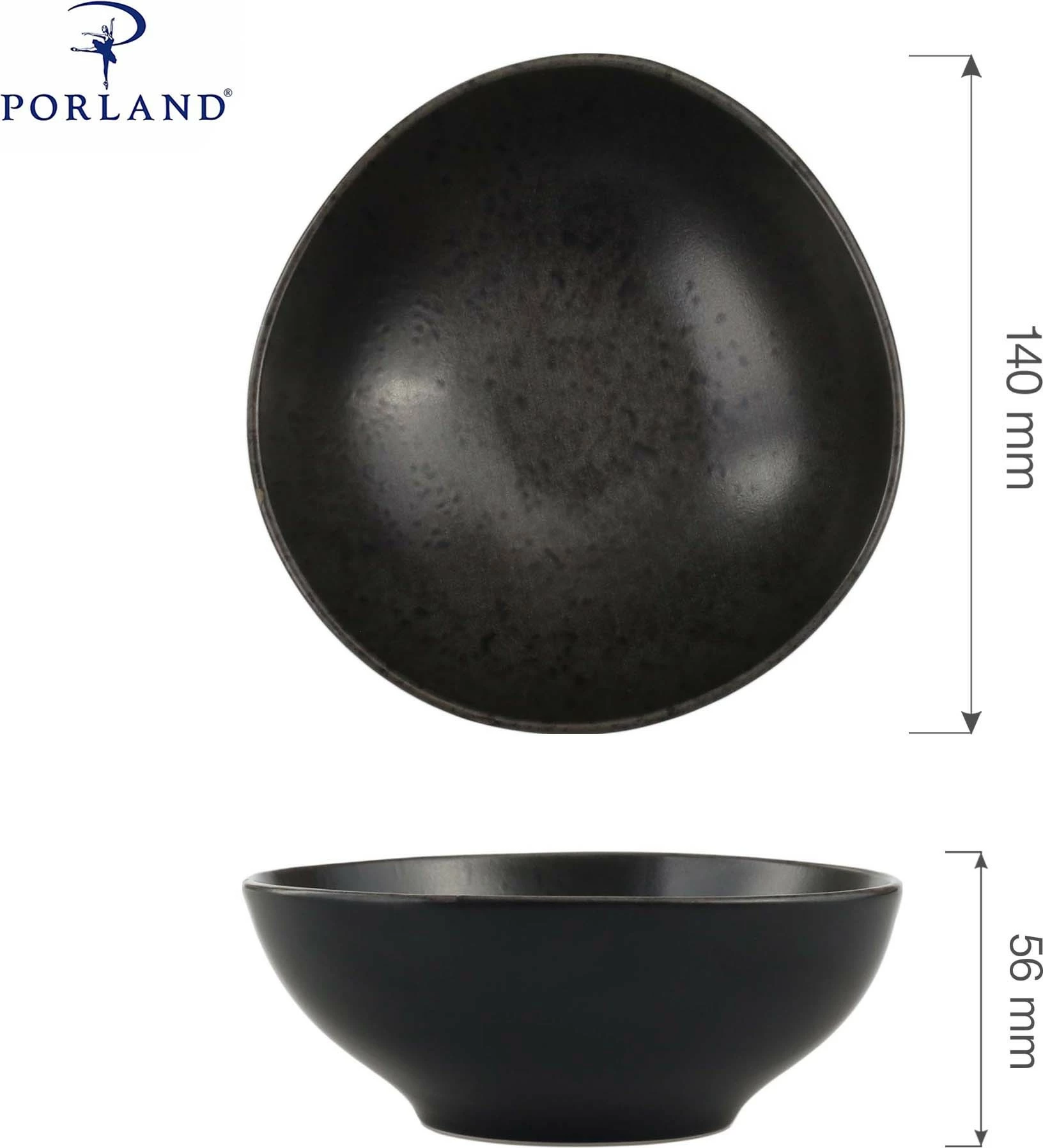 Tas Porland Ironstone 140 mm, 400 ml, set 6 copë, i zi