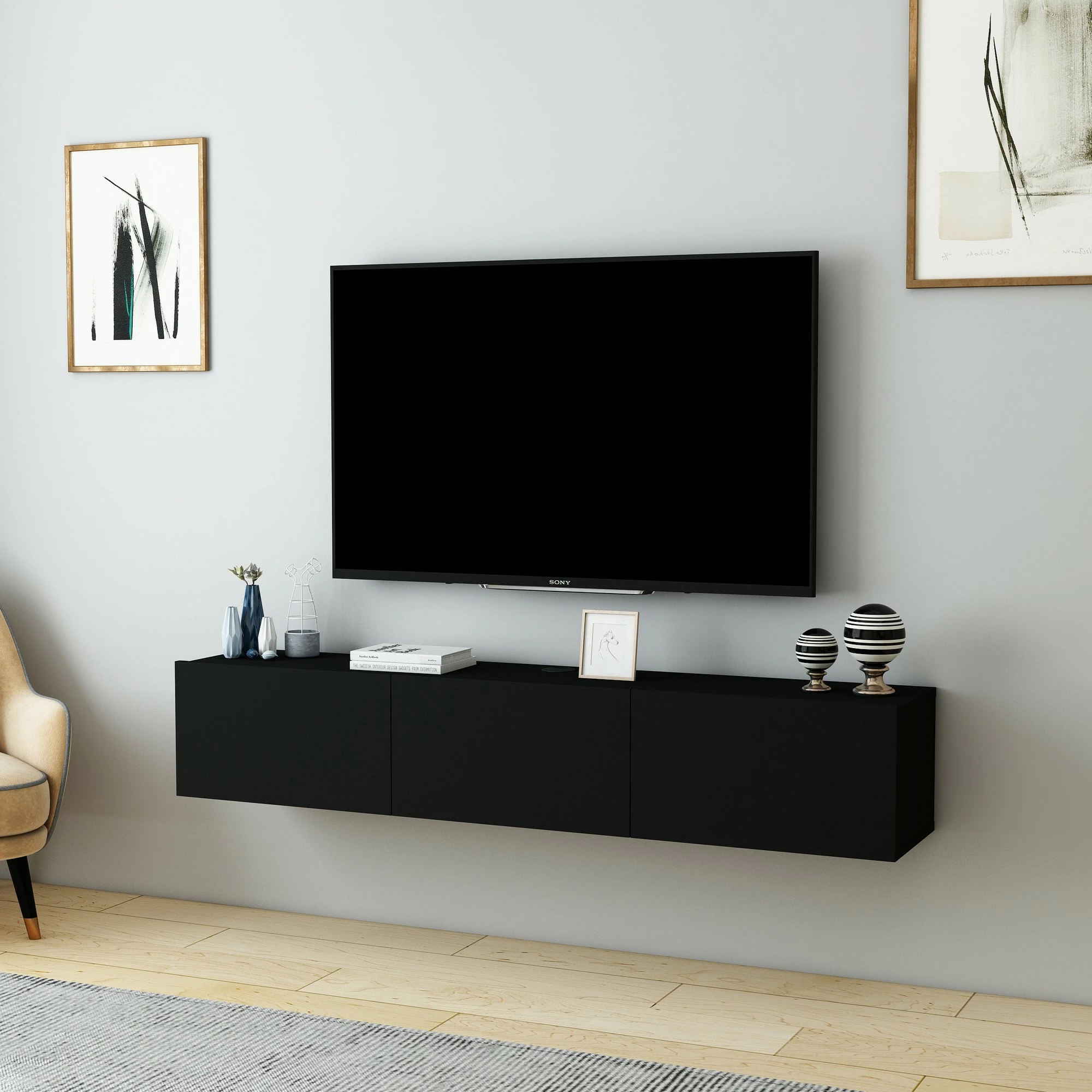 Komodë për TV, ngjyrë e zezë, Skye Decor Denby
