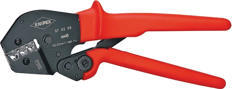 Pinca krimpimi Knipex 97 52 09, çelik, dorezë plastike, 250mm, e kuqe