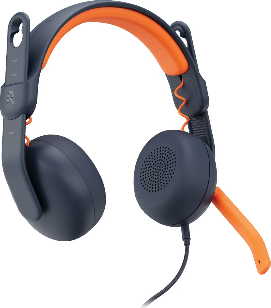 Kufje Logitech Zone Learn, 3.5mm AUX, me kabllo, për edukim, blu, portokalli