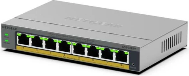 Switch Netgear GS108EPP-100EUS 8 porte 100Mbps gri