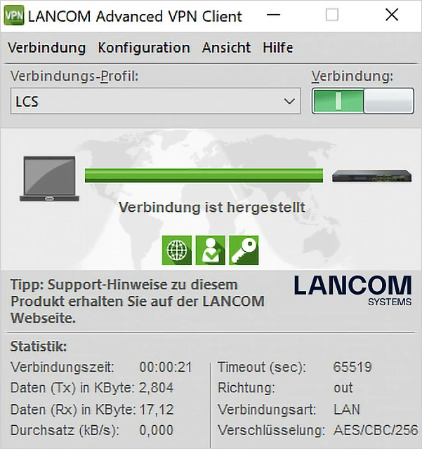 Softuer VPN LANCOM Advanced VPN Client, licencë 1 përdorues, për Windows 7/8/8.1/10, 64-bit