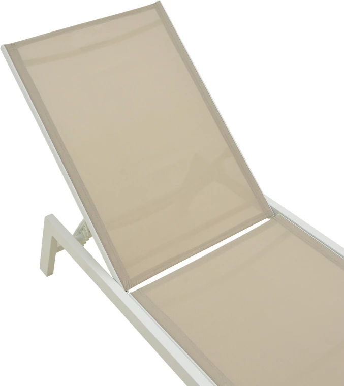 Shezlong alumini, tekstilene bezhë e bardhë, Boka, 60x192x31cm