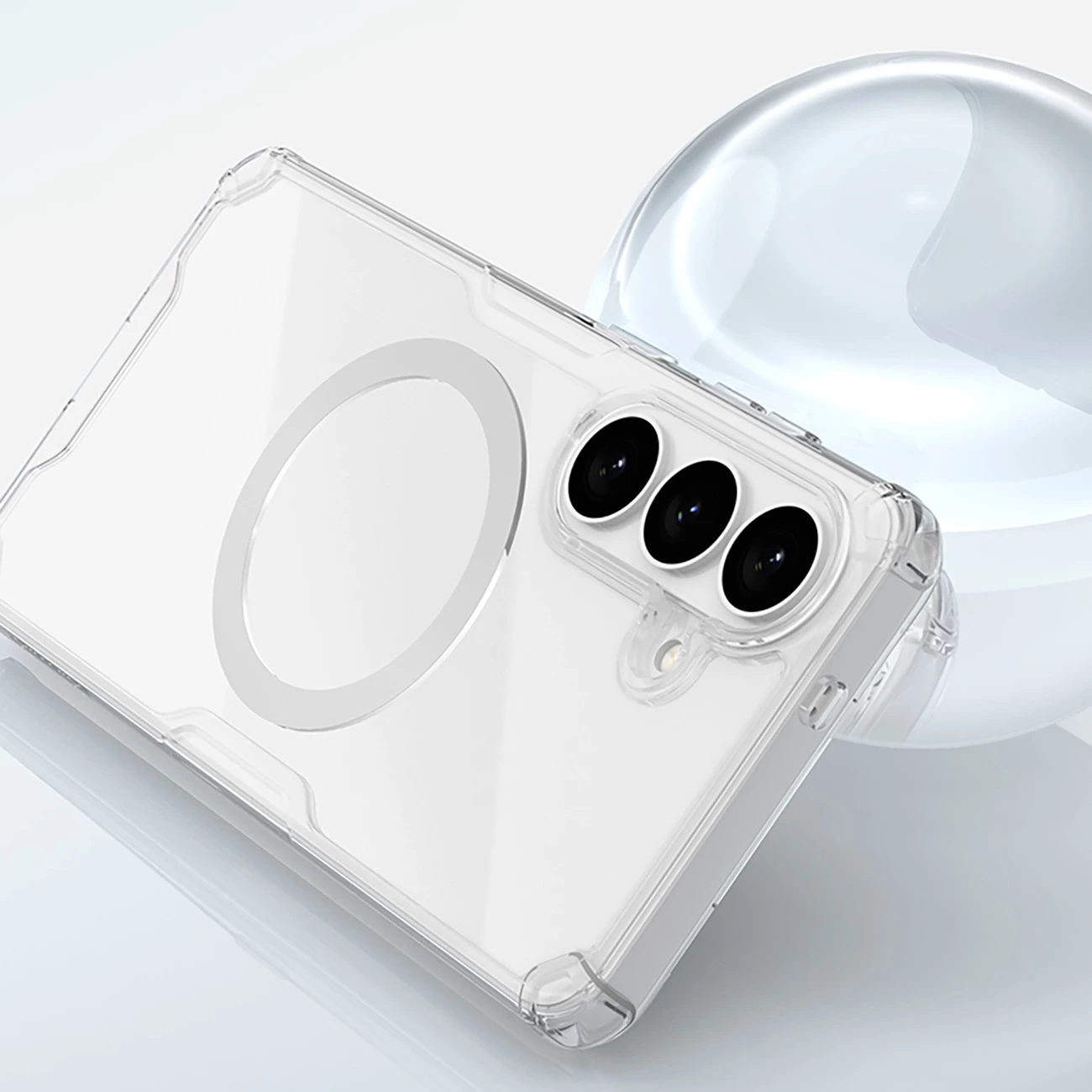 Mbështjellës Nillkin Nature TPU Pro për Samsung Galaxy S26, kompatibil me MagSafe, TPU+PC, gjysmë transparent, bardhë