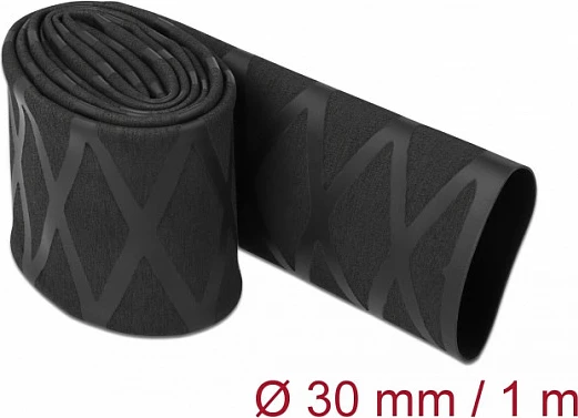 Tub termo-tkurrës DeLOCK, 1 m, Ø30 mm, 2:1, me teksturë antirrëshqitëse, i zi