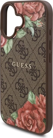 Mbështjellës Guess GUHMP16SP4ROPEMCW për iPhone 16 6.1", hardcase, MagSafe, kafe
