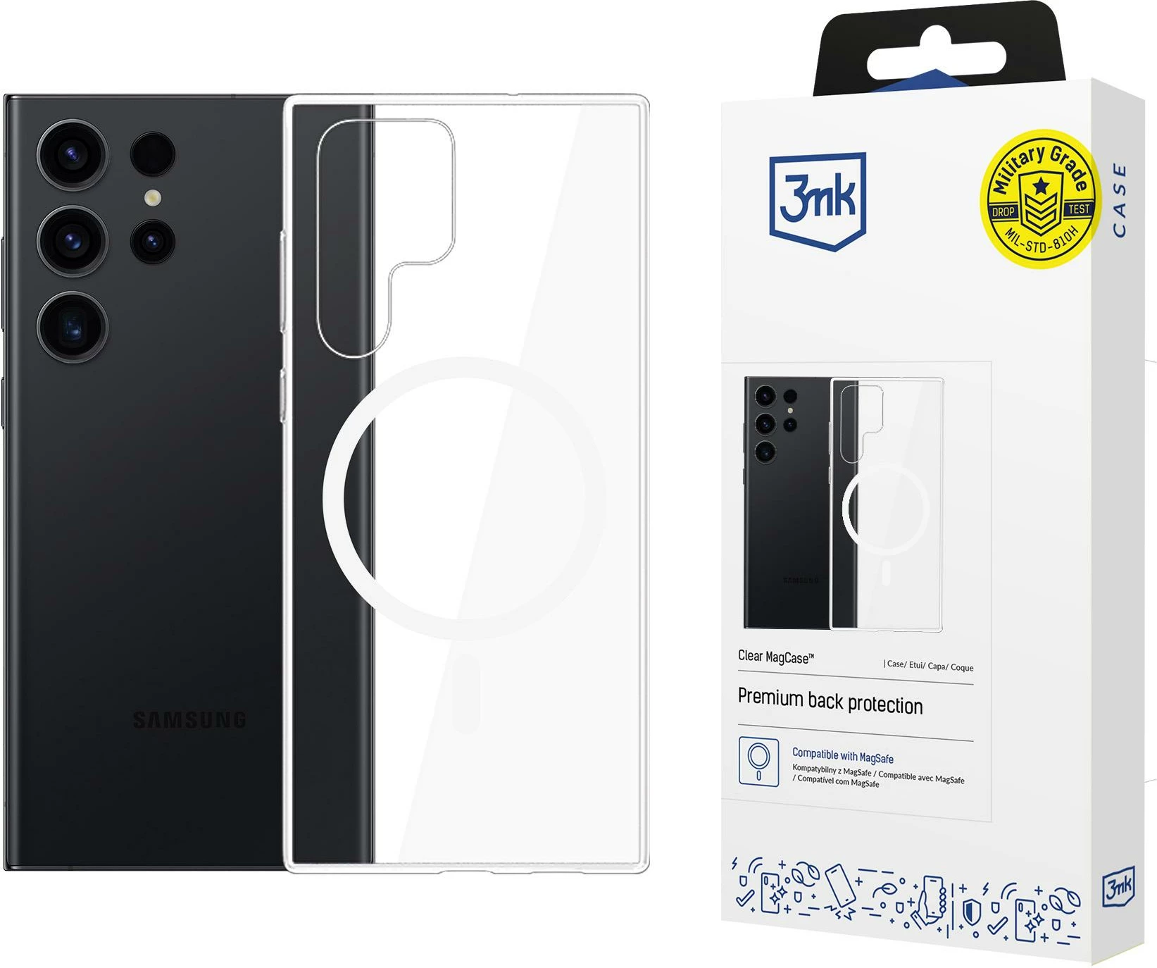 Mbështjellës 3mk Clear MagCase për Samsung Galaxy S23 Ultra, transparent